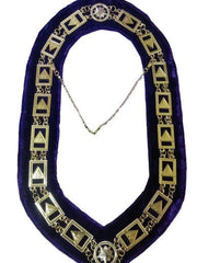 33rd Degree - Scottish Rite Chain Collar - Gold/Silver on Purple + Free Case