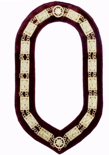 Daughters Of Sphinx - Chain Collar - Gold/Silver on Maroon + Free Case