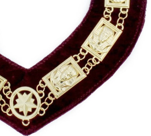 Daughters Of Sphinx - Chain Collar - Gold/Silver on Maroon + Free Case