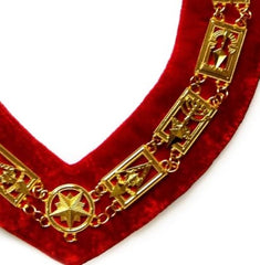 Cryptic Mason - Royal & Select Chain Collar - Gold/Silver On Red + Free Case