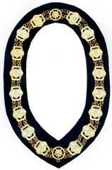 OES - Masonic Compass Square Chain Collar - Gold/Silver on Black + Free Case