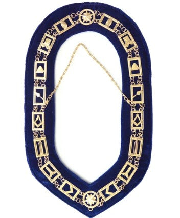 Blue Lodge Working Tools - Chain Collar - Gold/Silver on Blue + Free Case