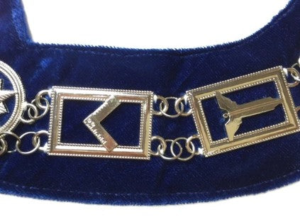 Blue Lodge Working Tools - Chain Collar - Gold/Silver on Blue + Free Case