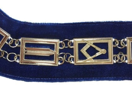 Blue Lodge Working Tools - Chain Collar - Gold/Silver on Blue + Free Case