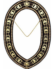 33rd Degree - Scottish Rite Rhinestone Chain Collar - Gold/Silver on Black + Free Case