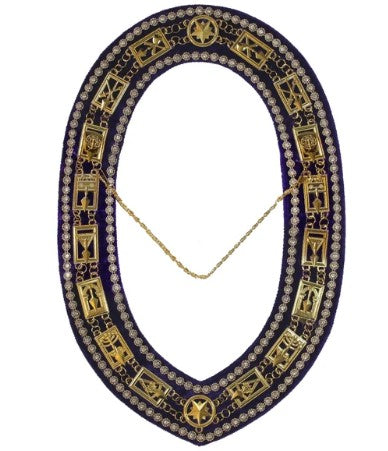 Cryptic Mason - Royal & Select Rhinestones Chain Collar - Gold/Silver On Purple + Free Case