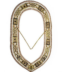 Grand Lodge - Rhinestones Chain Collar - Gold/Silver on White Velvet