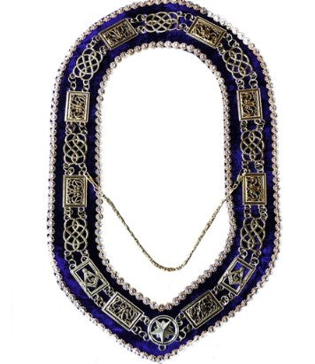 Grand Lodge - Chain Collar with Rhinestones - Gold/Silver on Purple Velvet