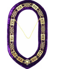 Grand Lodge - Chain Collar - Gold/Silver on Purple + Free Case