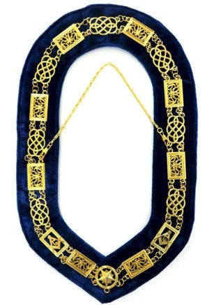 Grand Lodge - Chain Collar - Gold/Silver on Blue + Free Case