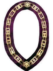 OES - Regalia Chain Collar - Gold/Silver on Purple + Free Case