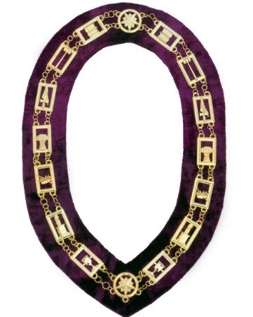 OES - Regalia Chain Collar - Gold/Silver on Purple + Free Case