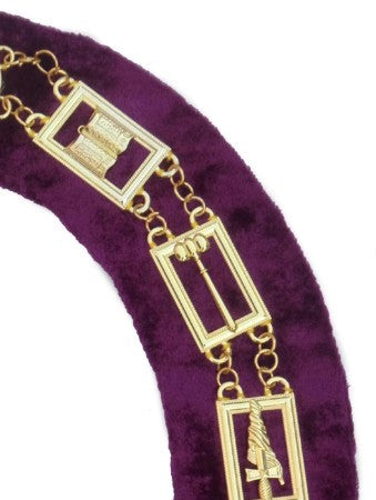 OES - Regalia Chain Collar - Gold/Silver on Purple + Free Case