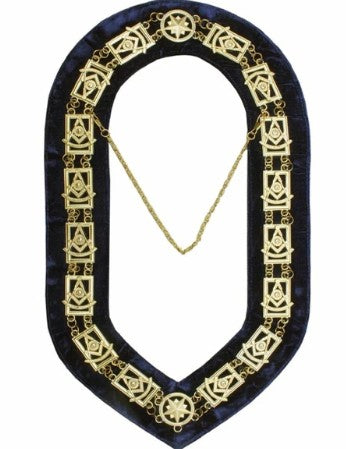 Past Master Square chain Collar - Gold/Silver on Blue + Free Case