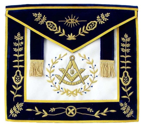 Masonic Blue Lodge Past Master Bullion Hand Embroidered Apron