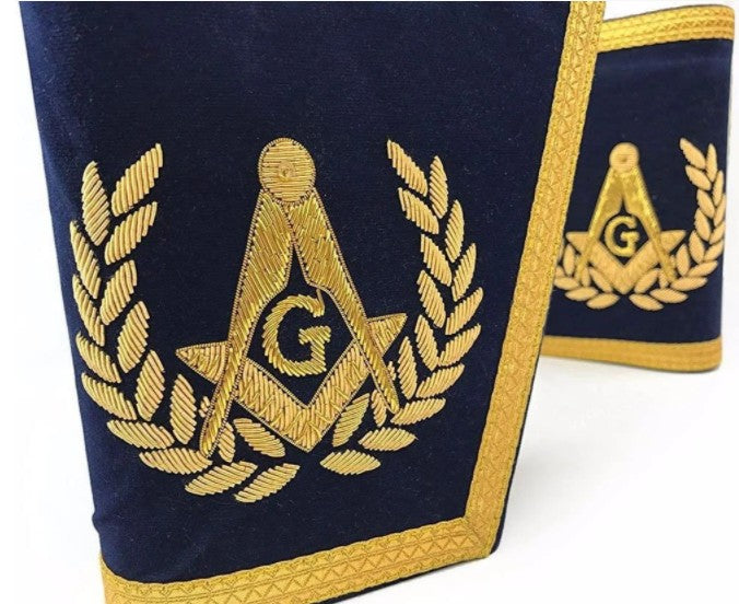 Masonic Gauntlets Cuffs - Embroidered - Navy Blue