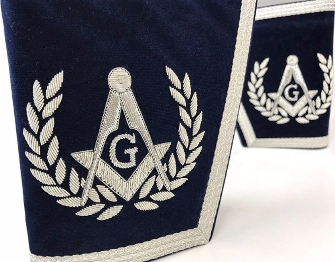 Masonic Gauntlets Cuffs - Embroidered - Navy Blue