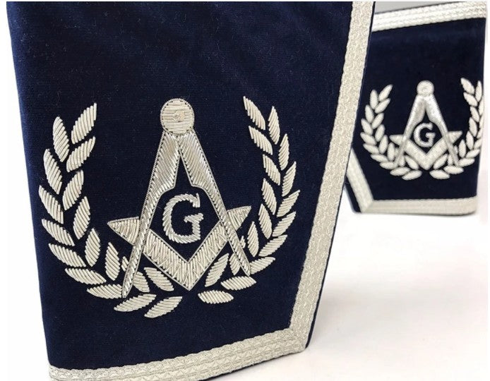 Masonic Gauntlets Cuffs - Embroidered with Fringe - Blue