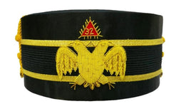 32nd Degree Scottish Rite Double-Eagle Wings Down Cap Bullion Hand Embroidery