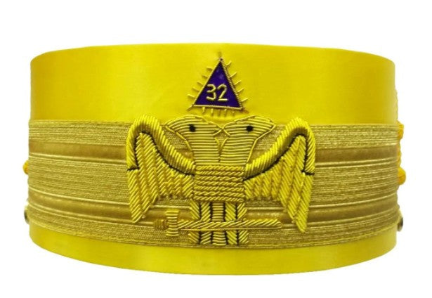 32nd Degree Wings Down Scottish Rite Yellow Cap Bullion Hand Embroidery