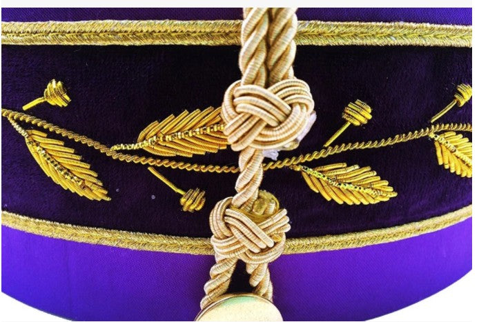 33rd Degree Scottish Rite Purple Cap Bullion Hand Embroidery