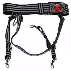 Knights Templar Sir Knight Black & Silver Sword Belt - Formée Pattée Cross