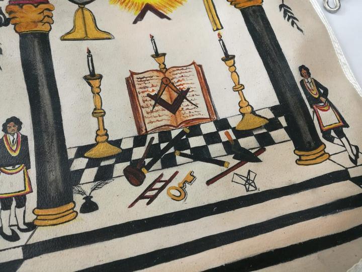 18th Century Inspired Hand-Painted Masonic Lambskin Apron