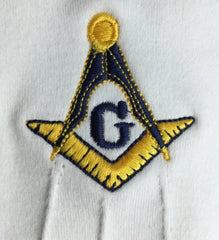 Masonic Gloves Yellow Square compass with G Machine Embroidery (2 Pairs)