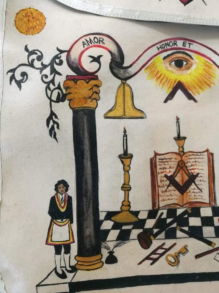 18th Century Inspired Hand-Painted Masonic Lambskin Apron