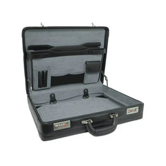 Expandable Leather Attache Briefcase Combination Locks Hard Case