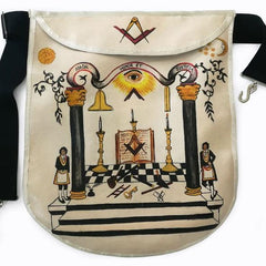 18th Century Inspired Hand-Painted Masonic Lambskin Apron