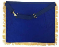 Navy Blue Apron Master Mason Square G & Pillars Freemasons Gold Fringe