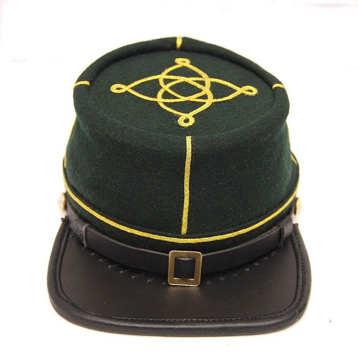 Civil War Berdans sharpshooter Green Leather Peak Lt 1 row gold braid kepi