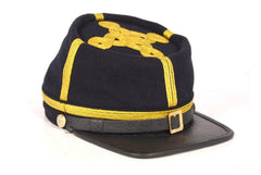 Civil War Union General's Leather Peak Kepi, Complete Navy blue with 4 rows Hat