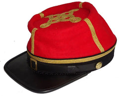 Civil War Artillery kepi with 1/2/3/4 row braid, Red with Black Band Kepi