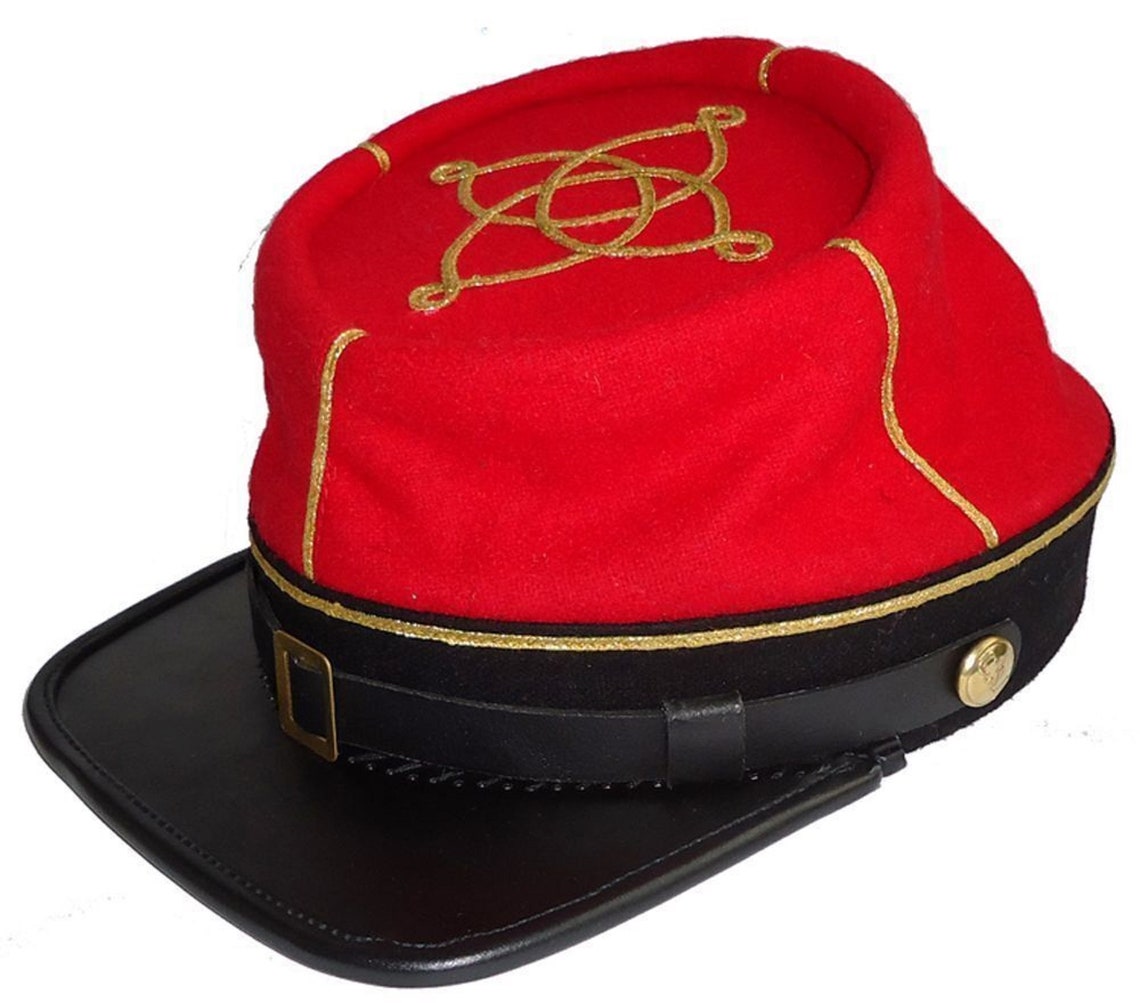 Civil War Artillery kepi with 1/2/3/4 row braid, Red with Black Band Kepi