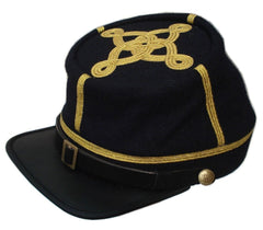 Civil War Union Leather Peak Colonel/Majors 3 braids Leather Peak Navy Kepi