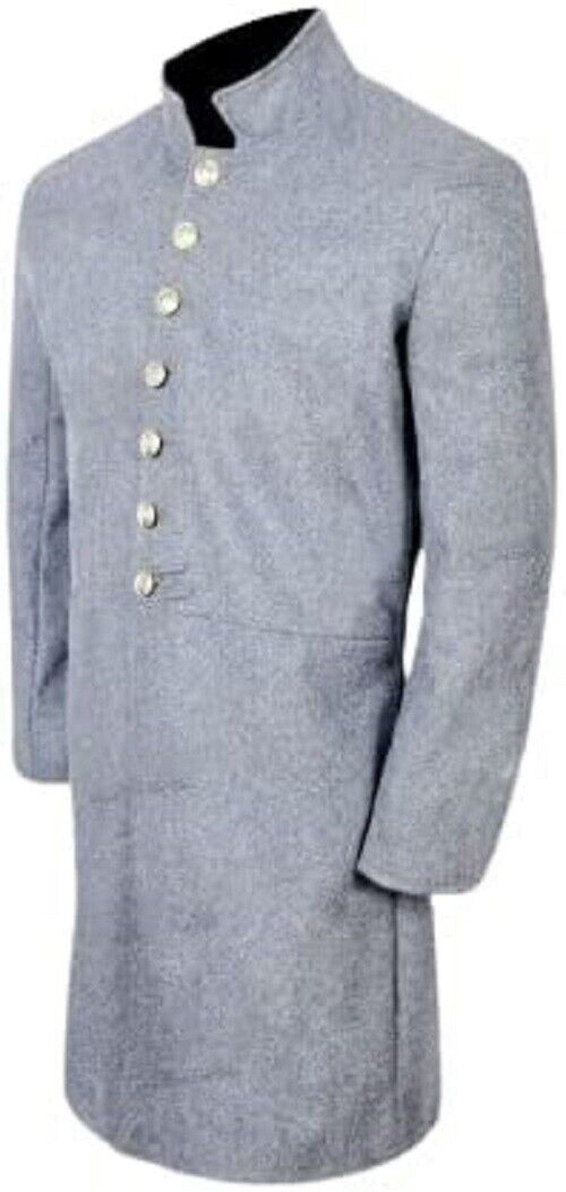 Civil War CS Junior Officer's Single Breast Grey Wool Frock Coat