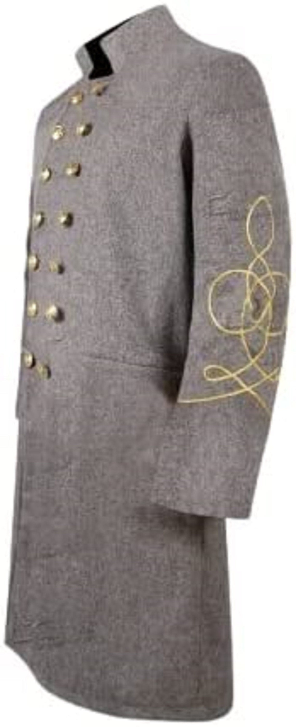 Civil War CS Officer's Double Breast 1 Rows Braid Grey Wool Frock Coat   -  Civil War Frock Coat Civil War Confederate General's Frock Coat