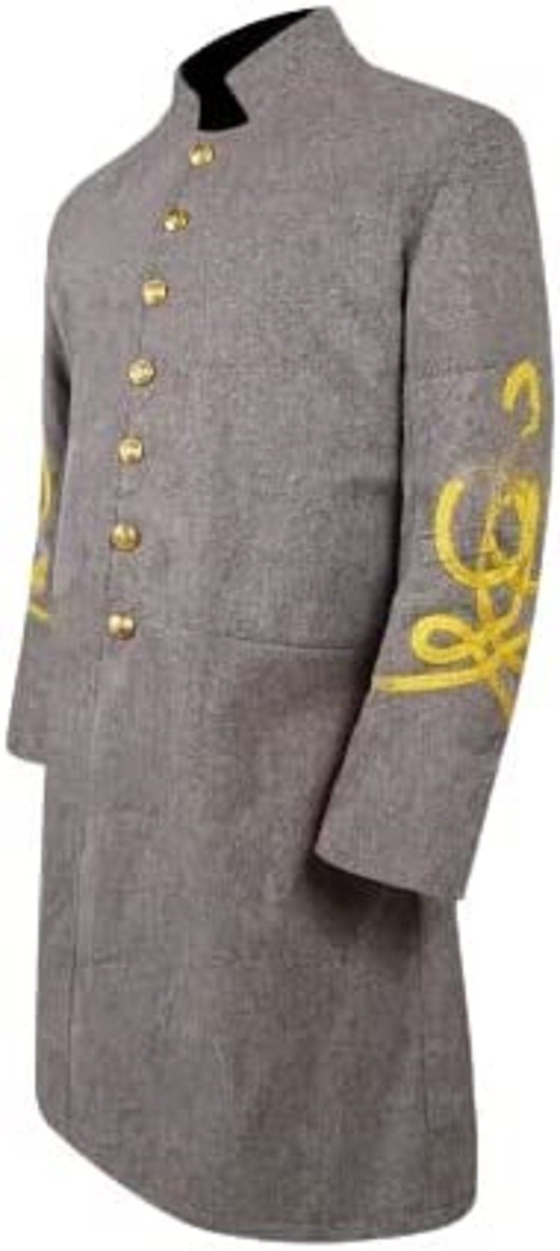 Civil War CS Officer's Single Breast 4 rows Braid Grey Wool Frock Coat -