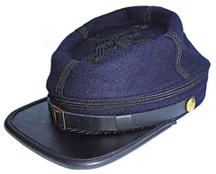 Civil War Union officer's Infantry leather Peak Kepi, Navy Blue with Black rows