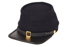 Civil War Union Army Leather Peak Kepi, Complete Navy Blue Kepi Hat