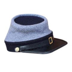 Civil War Confederate Marine Officer Leather Peak Kepi,Navy blue top & Band Kepi