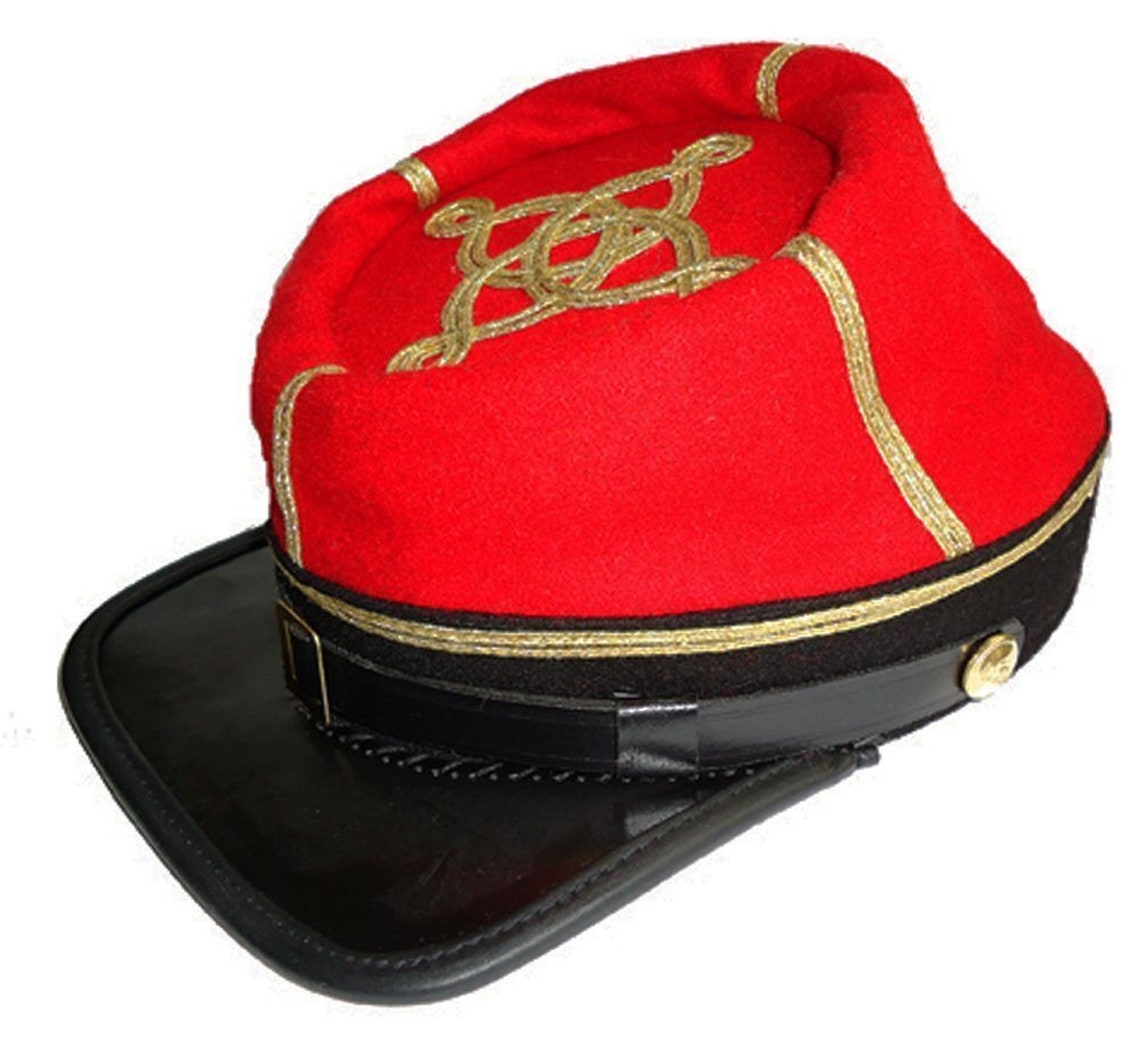 Civil War Artillery kepi with 1/2/3/4 row braid, Red with Black Band Kepi