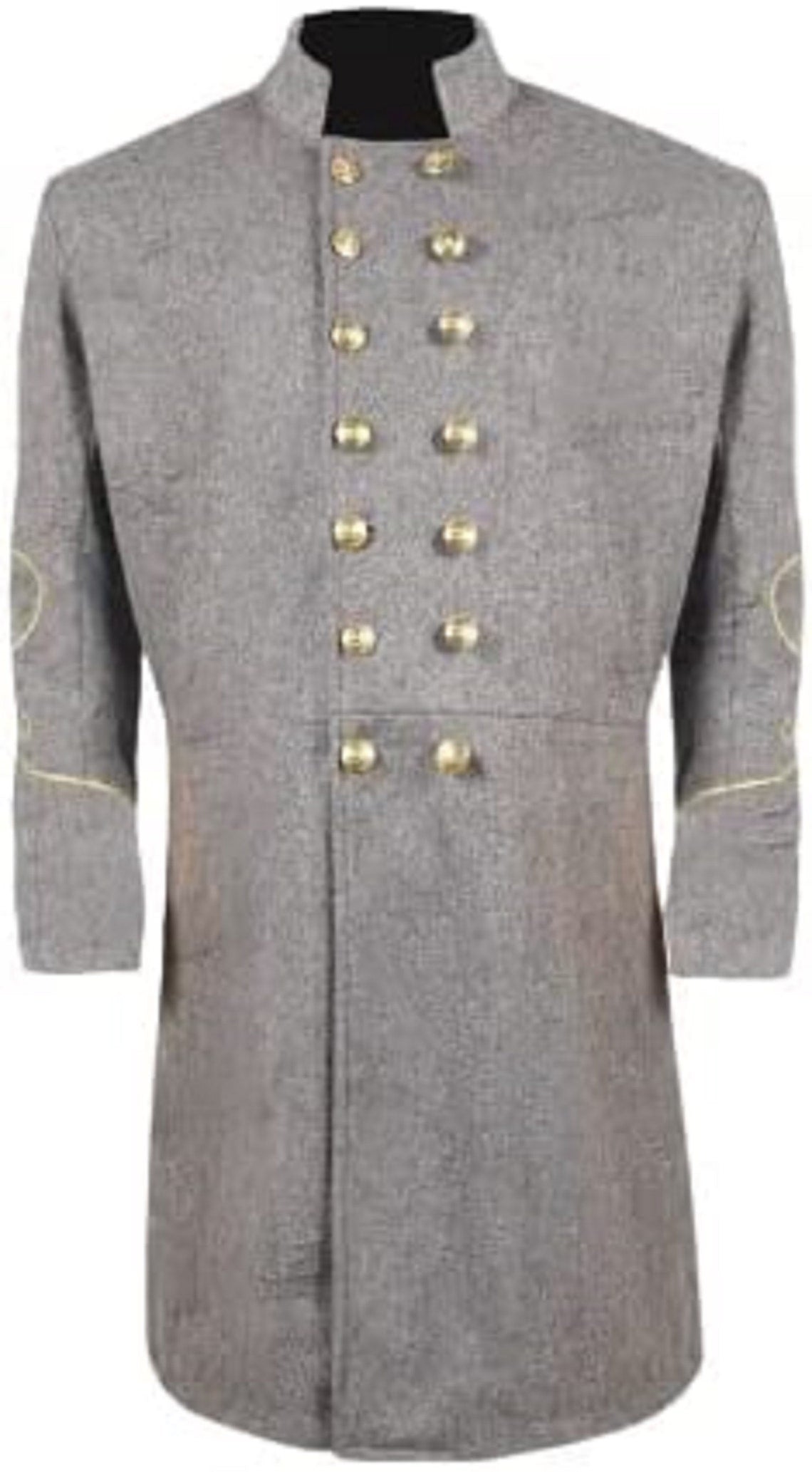 Civil War CS Officer's Double Breast 1 Rows Braid Grey Wool Frock Coat   -  Civil War Frock Coat Civil War Confederate General's Frock Coat