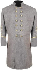 Civil War CS Officer's Double Breast 3 Rows Braid Grey Wool Frock Coat