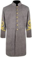 Civil War CS Officer's Single Breast 4 rows Braid Grey Wool Frock Coat -