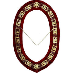 Knights Templar - Masonic Chain Collar - Gold/Silver on Red