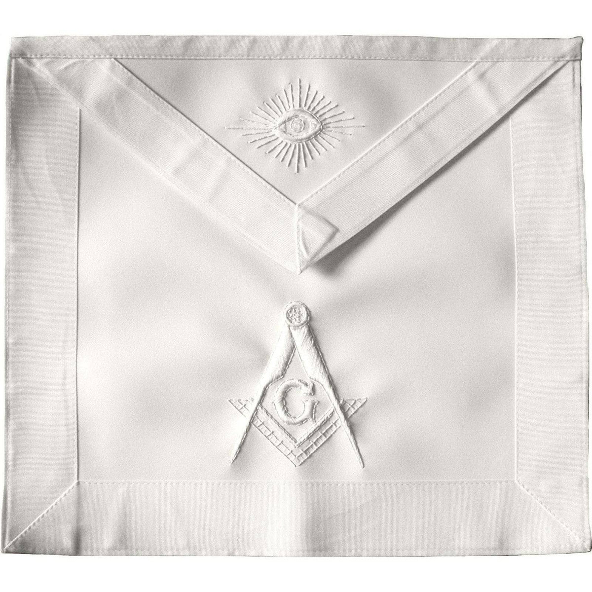 Master Mason Blue Lodge Apron - All White Square & Compass G