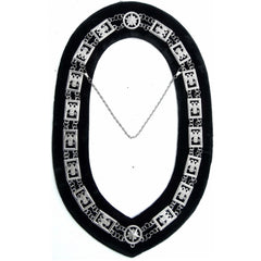 32nd Degree Scottish Rite Chain Collar - Wings Down Silver Plated on Black Velvet